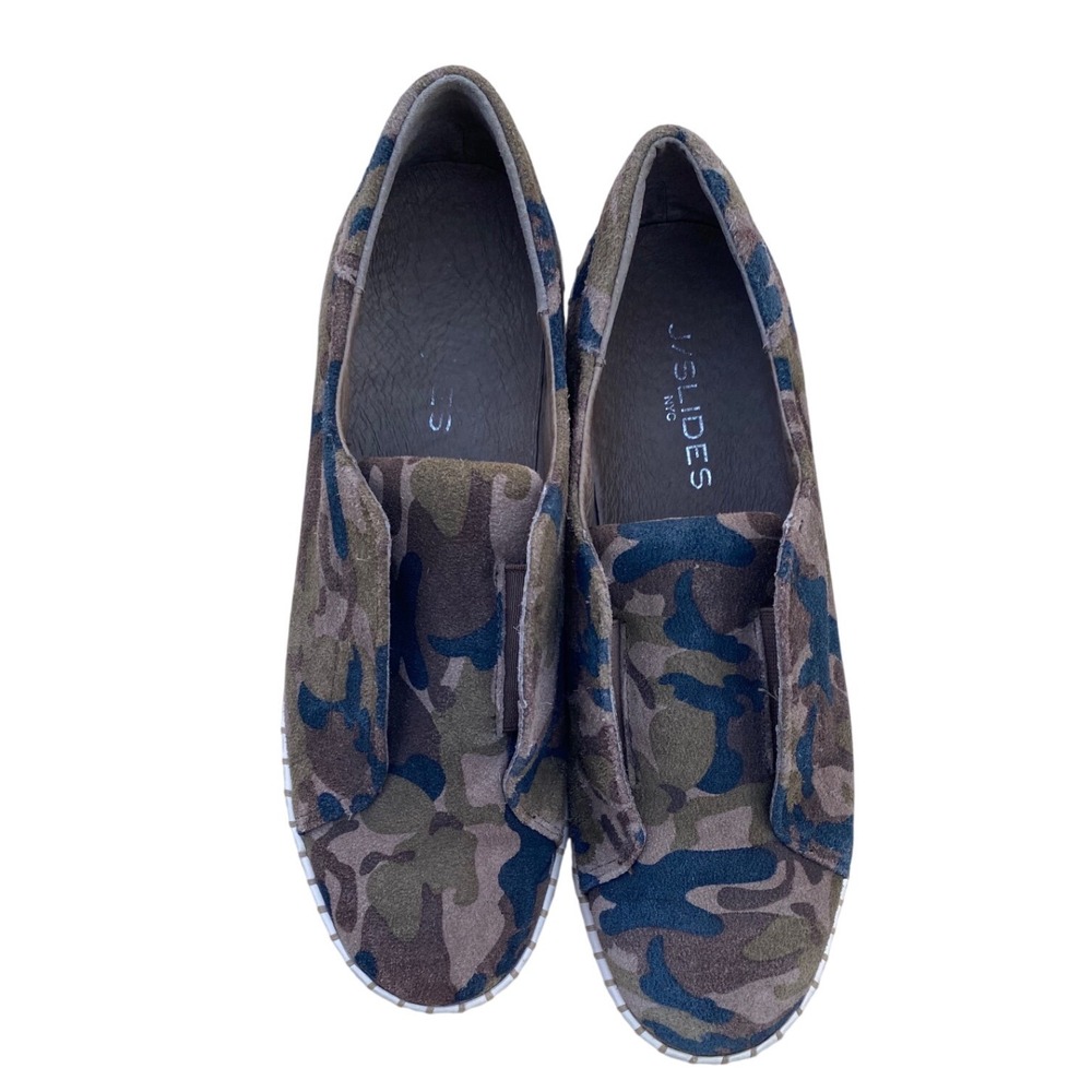 J/Slides NYC Camo‎ Suede Slip On Platform Sneakers Womens 9 Camouflage Leather